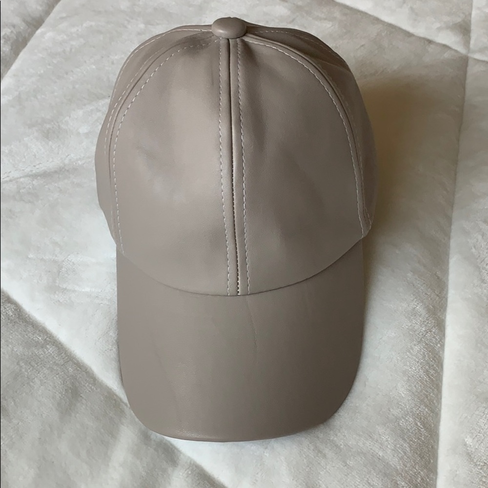Cream pleather baseball cap